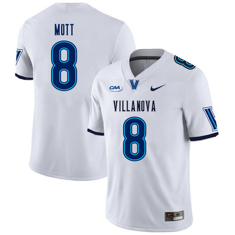 Men #8 James Mott Villanova Wildcats College Football Jerseys Stitched Sale-White